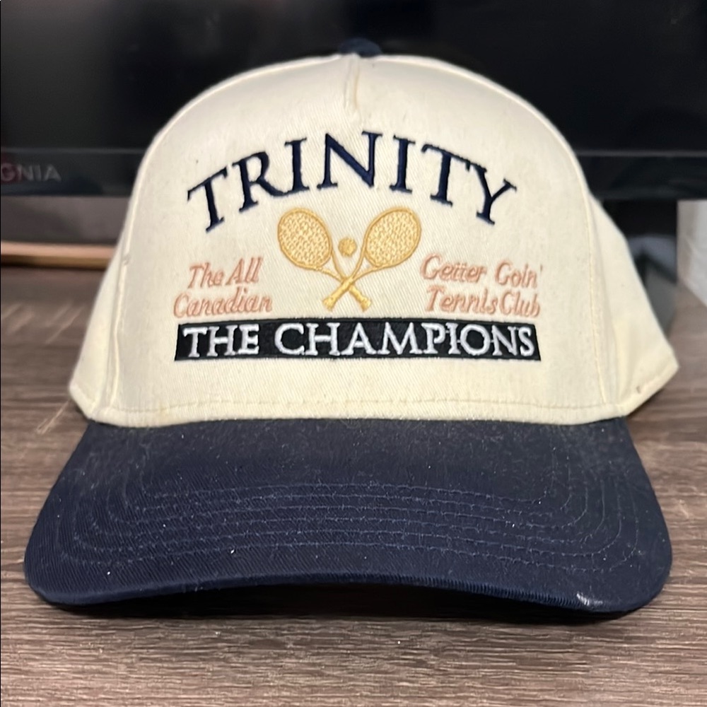 Trinity Cream and Blue Tennis Club Cap